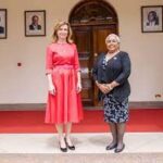 Her Excellency First Lady Margaret Kenyatta with Her Excellency Anita Herczegh the First Lady of the Republic of Hungary, when they held talks at State House, Nairobi. Her Excellency First Lady Anita Herczegh is accompanying her spouse, President János Áder who is on a four-day State Visit of Kenya.[Photo/Courtesy]