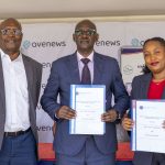 From left: Kenya Livestock Marketing Council CEO Mr. Abdikadir Mohamed, Kenya Meat Commission Managing Commissioner Maj. Gen. Jattani Gula, and Avenews Kenya Managing Director Nancy Kinyanjui during the signing of a strategic partnership to enhance Kenya's livestock value chain through flexible, trade-driven financing