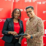 Faith Atiti Head of Strategy and Research, DTB(left) and Alkarim Jiwa Director Finance, DTB