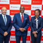 Ag. Group MD & CEO, Capt George Kamal, newly appointed Chairman Mr KIprono Kittony and Chief Finance Officer at Kenya Airways, Mary Mwenga during the FY2025 results announcement