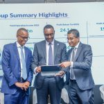 Regional Chief Executive Officer, Mr. Kihara Maina (centre), posing for a photo
during the I&M Investor Briefing Session FY2025, Group Chief Financial Officer David
Ngata (left) and Director of Retail and Business Banking, Shameer Patel (right)
following the official presentation at Sarova Stanley Hotel. The session brought
together investors and key stakeholders to review the bank’s financial performance,
strategic direction, and outlook for the coming year.