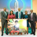 L-R Onassis Ndegwa Head of Business Development – Corporate Business Old Mutual Investment Group Kenya, Vuyokazi Mabude Head of Knowledge & Insights Old Mutual Limited, Martin Karenju Managing Director Old Mutual Life Assurance Kenya, Dr. Tabitha Njuguna Faculty Member Strathmore University Business School and Justus Kittony Head of Business Development Faulu Microfinance Bank take part in a panel discussion and pose for a photo moment at Old Mutual Holdings Financial Wellness Report Launch