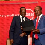 Absa Bank Kenya MD and CEO Abdi Mohamed with Chief Finance Officer Yusuf Omari