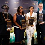 (From L-R) Kevin Bellwood, National Director Crown Culture, Roshanara Ibrahim Miss Universe Kenya 2021, Maggie Wanjiru Tech100 Africa and Emuron Alemu, Chief Creative Officer during the official launch of Miss Universe Kenya.