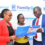 The Family Group Foundation Snr Programs Manager Damaris Githinji (L) and Family Bank Nakuru Branch Manager Peter Karumbi (R) engage Joan Greene, a parent of one of the 970 current Tufuzu na Elimu scholarship beneficiaries, during a meeting aimed at strengthening collaboration between the parents and the Foundation to support learners' academic success and well-being.