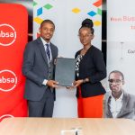 Absa Bank Kenya Business Banking Director Renato D'Souza (left) and Google Product Marketing Manager, Brand and Reputation, Sub-Saharan Africa, Monica Kang'uru, during the signing of a strategic partnership that will provide Kenyan SMEs with access to business training, digital skills development and financial support through the Google Hustle Academy programme