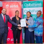 Airtel Kenya MD Ashish Malhotra, Airtel Money Kenya MD Anne Kinuthia-Otieno, ChildFund Kenya Country Director Sankara Gitau, and Program & Sponsorship Director Issa Kipera during the signing of a partnership to expand inclusive education for over 2,000 learners with visual and hearing impairments in Baringo, Wajir, and Garissa counties.