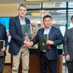 From left: Preston Mendenhall, Group COO and Country Head, Kenya, Rendeavour; Stephen Jennings, Founder and CEO, Rendeavour; Yu Xiaodong, General Manager, China Road and Bridge Corporation (CRBC); and Du Xiao, Marketing Director, CRBC, during the appointment of CRBC as the main contractor for Jabali Towers, the landmark high-rise mixed-use development in Tatu City.