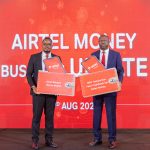Acting Airtel Money Kenya MD Bonke Michael (L) & Airtel Kenya MD Djibril Tobe (R) during the launch of Bizna Wallet, a dedicated business wallet designed to help Kenya's small businesses better manage their finances through a simple, secure and efficient digital solution.