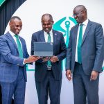 From left,Isaiah Gakonyo,Chief Operating Officer, Dr. Habil Olaka (EBS), Chairman and Non-Executive Director, and Arthur Oginga, Group Chief Executive Officer, Old Mutual Holdings PLC, during the announcement of the company’s financial results.